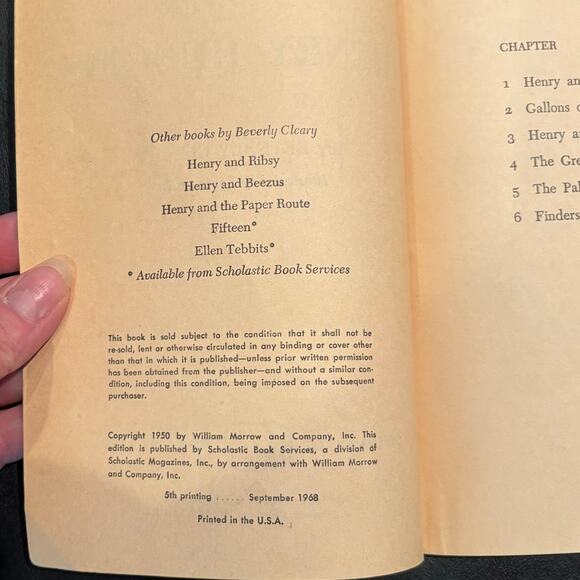 VTG 1968 Henry Huggins by Beverly Cleary, Scholastic Paperback - Picture 3 of 4